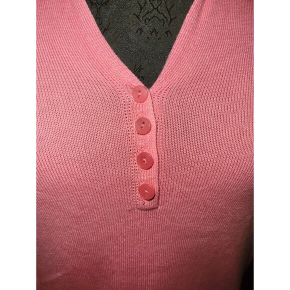 Talbots Womens Pink Short Sleeve Polo Shirt Button Front Size M Cotton Blend - Picture 2 of 8